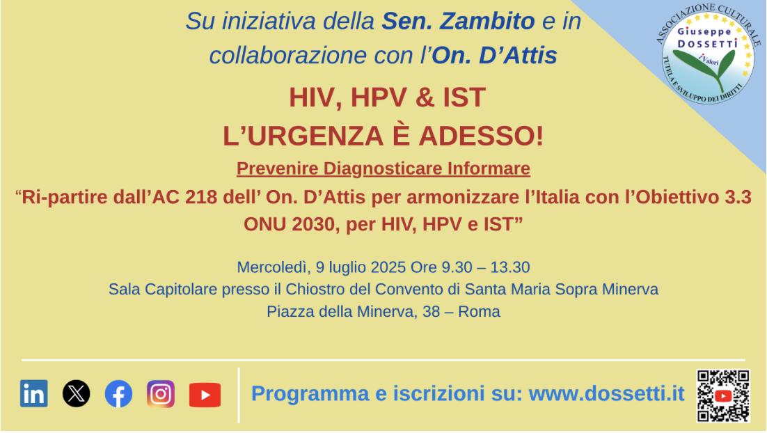 Infezioni emergenti e ri-emergenti: HIV, HPV e IST - L'urgenza è adesso!